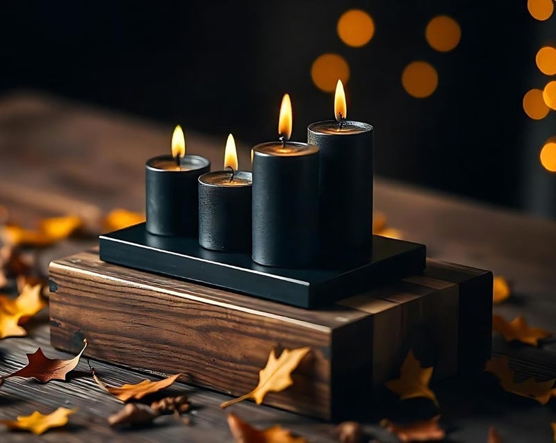 Sihuida 4 Pack Black Pillar Candles, 2x4 Inch, Long-Lasting, Dripless and Smokeless Unscented Candles, Ideal for Halloween Home Décor Religious Meditation Ritual - Image 3